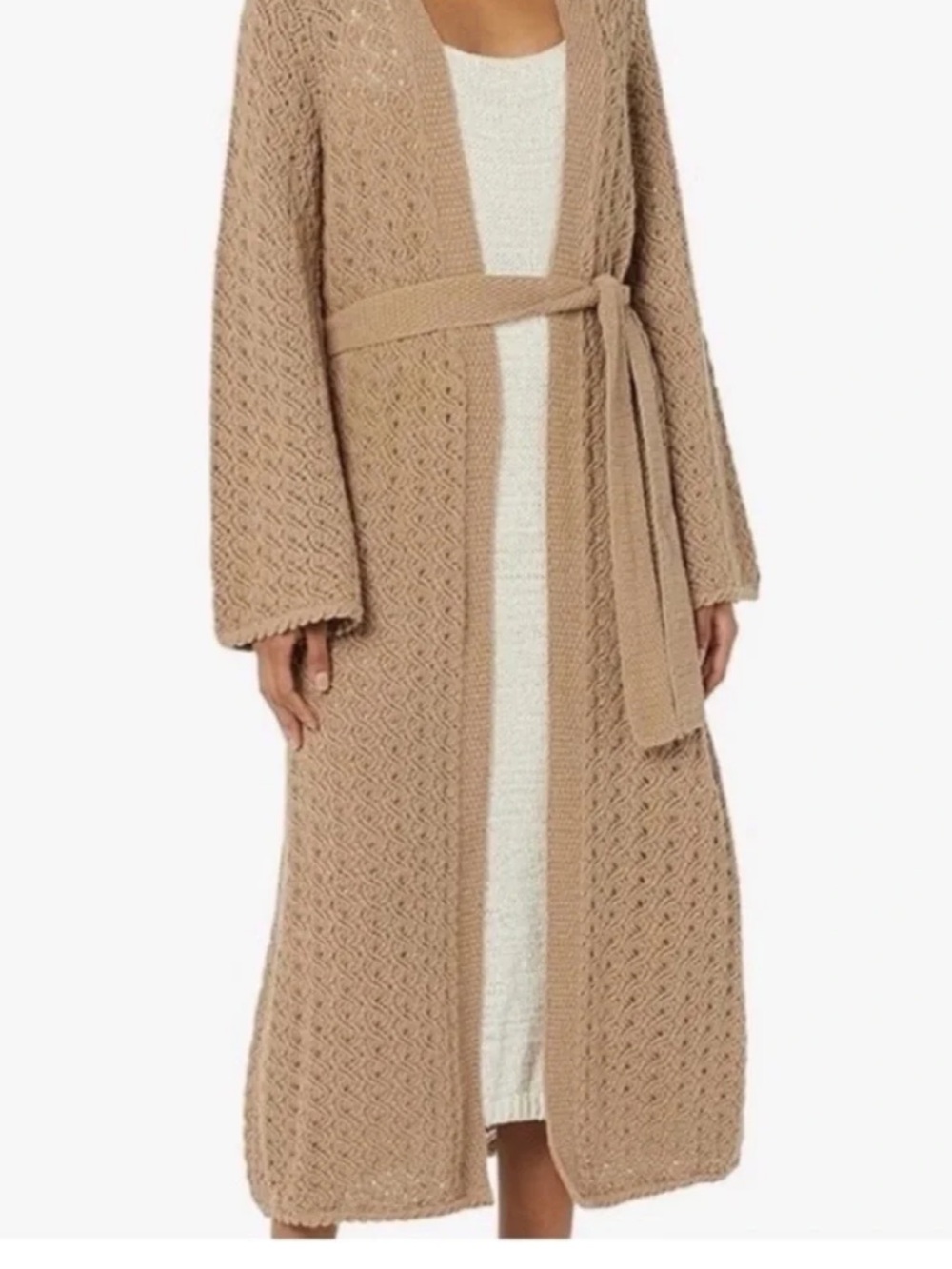 Trina Turk Ivory Open-Knit Belted Cardigan PARADISO! so boho so cool